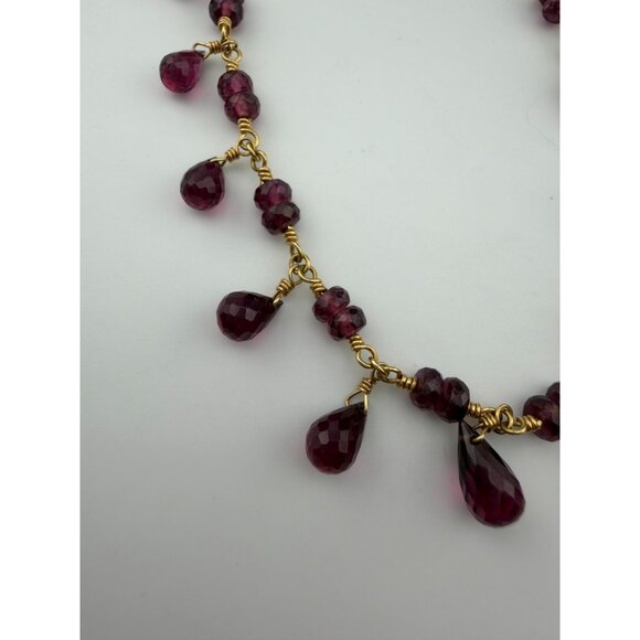 Tiffany & Co. 18k Yellow Gold Garnet Rhodolite Twist Toggle Necklace 16.5" 16g - Picture 8 of 9